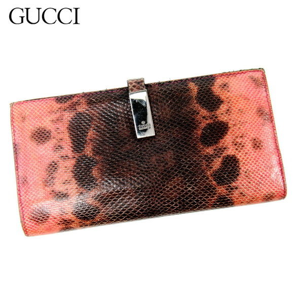Gucci long pink Wallet brown python leather - Picture 1 of 6